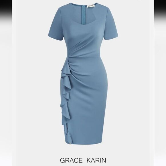 NWT Grace Karin Ruffle Bodycon Sheath Dress - Picture 11 of 12